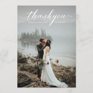 Romantic Weddenschap Manuscript Bedankt Foto Kaart