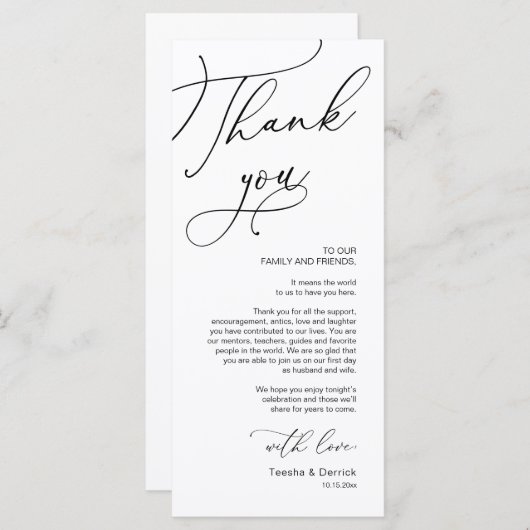 Romantic Weddenschap Plaatsbepaling Bedankt voor j Programmakaart (Voorkant / Achterkant)