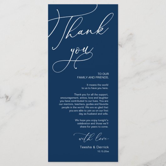 Romantic Weddenschap Plaatsbepaling Bedankt voor j Programmakaart (Voorkant)