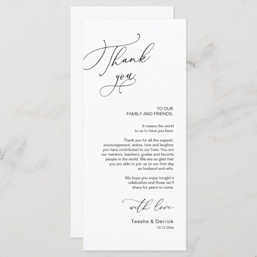 Romantic Weddenschap Plaatsbepaling Bedankt voor j Programmakaart (Voorkant / Achterkant)