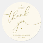 Romantic Wedding A Sweet Thank You Cookies Ronde Sticker (Voorkant)