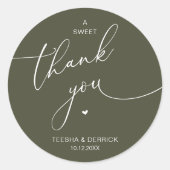 Romantic Wedding A Sweet Thank You Cookies Ronde Sticker (Voorkant)