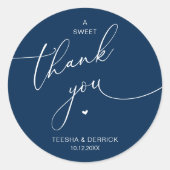 Romantic Wedding A Sweet Thank You Cookies Ronde Sticker (Voorkant)