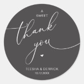 Romantic Wedding A Sweet Thank You Cookies Ronde Sticker (Voorkant)