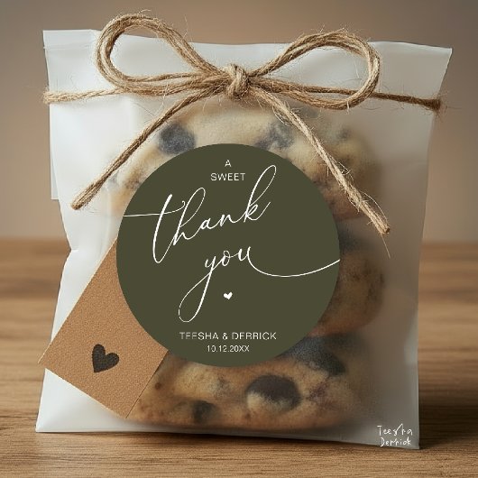 Romantic Wedding A Sweet Thank You Cookies Ronde Sticker