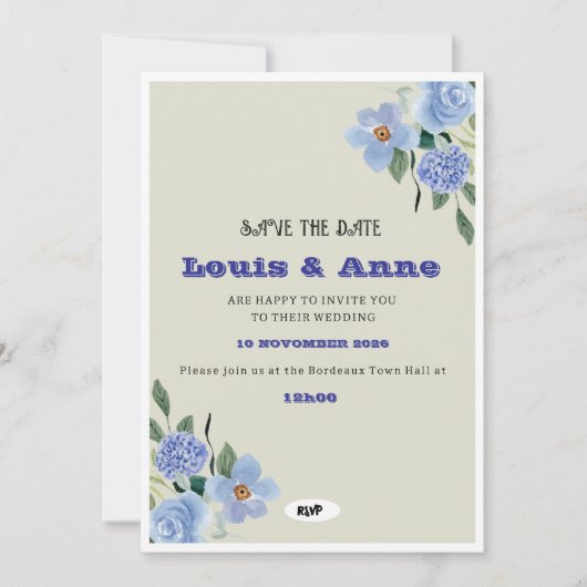   Romantic Wedding Announcement Save The Date (Voorkant)