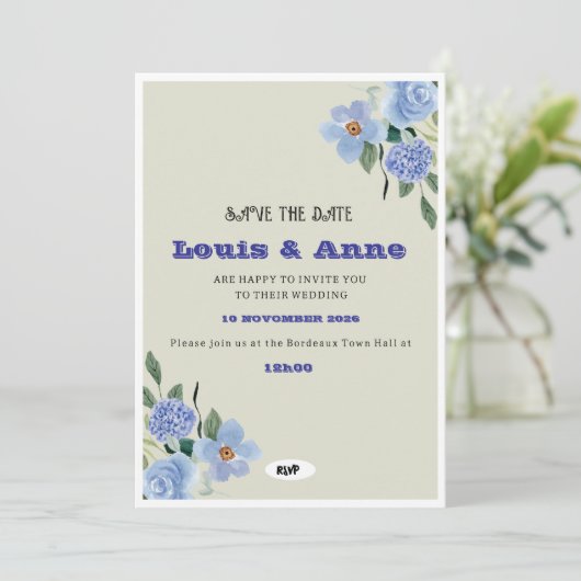   Romantic Wedding Announcement Save The Date (Staand voorkant)