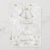 Romantic Wedding Bells & Champagne Flutes Kaart (Voorkant / Achterkant)