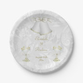 Romantic Wedding Bells & Champagne Flutes Papieren Bordje (Voorkant)