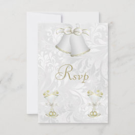 Romantic Wedding Bells & Champagne Flutes RSVP Kaartje