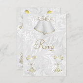 Romantic Wedding Bells & Champagne Flutes RSVP Kaartje (Voorkant / Achterkant)