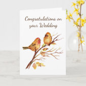Romantic Wedding Bird Couple feliciteert Kaart (Gele Bloem)