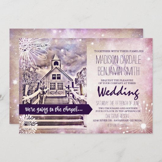 Romantic Wedding Chapel Wedding Invitations Kaart (Voorkant / Achterkant)