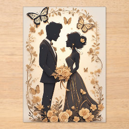 Romantic Wedding Couple in Elegant Gown Acryl Uitnodigingen