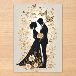 Romantic Wedding Couple in Elegant Gown Acryl Uitnodigingen
