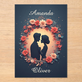 Romantic Wedding Couple in Elegant Gown Acryl Uitnodigingen