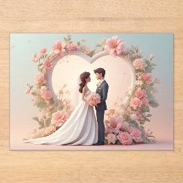 Romantic Wedding Couple Silhouette Acryl Uitnodigingen