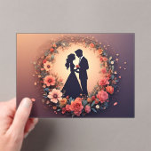Romantic Wedding Couple Silhouette Acryl Uitnodigingen (Insitu (Draagbaar))
