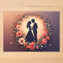 Romantic Wedding Couple Silhouette Acryl Uitnodigingen