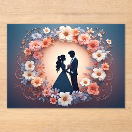 Romantic Wedding Couple Silhouette Acryl Uitnodigingen