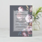 Romantic Wedding Dark Black Moody Pink Florals 2 Kaart (Staand voorkant)