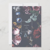 Romantic Wedding Dark Black Moody Pink Florals Kaart (Achterkant)