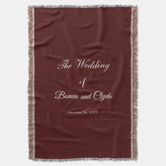 Romantic Wedding Day Celebration Burnt Maroon Deken (Voorkant Verticaal)