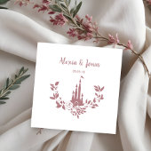 Romantic Wedding Design with Castle and Flowers Rubberstempel