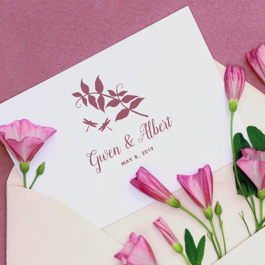 Romantic Wedding Dragonflies Couple Branches Rubberstempel