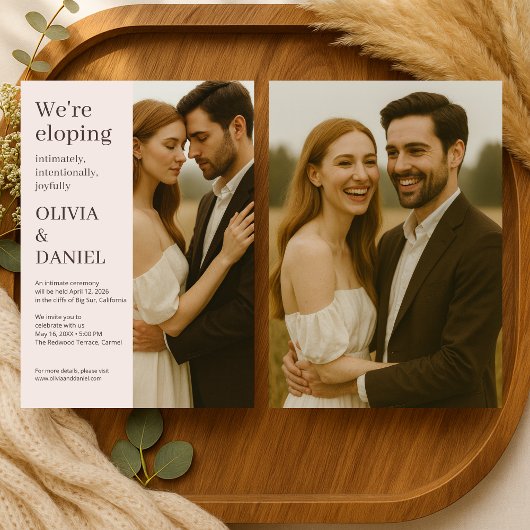 Romantic Wedding Elopement Blush Pink Photo  Kaart