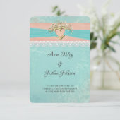 Romantic Wedding Heart en Ribbon Kaart (Staand voorkant)