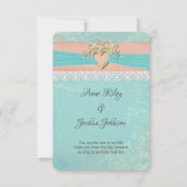 Romantic Wedding Heart en Ribbon Kaart (Voorkant)