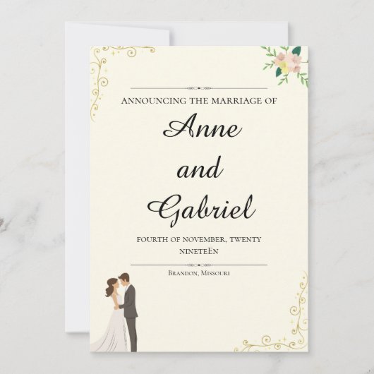 Romantic Wedding Invitation Kaart (Voorkant)