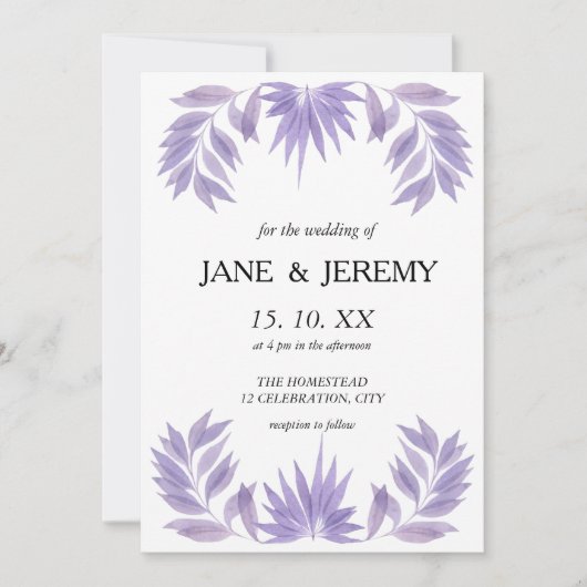Romantic Wedding Invitation Paarse Waterverf Bran Save The Date (Voorkant)
