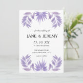 Romantic Wedding Invitation Paarse Waterverf Bran Save The Date (Staand voorkant)