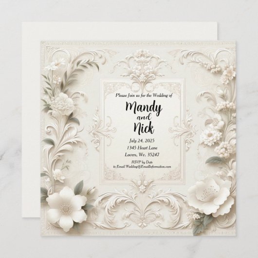 Romantic Wedding Kaart (Voorkant / Achterkant)