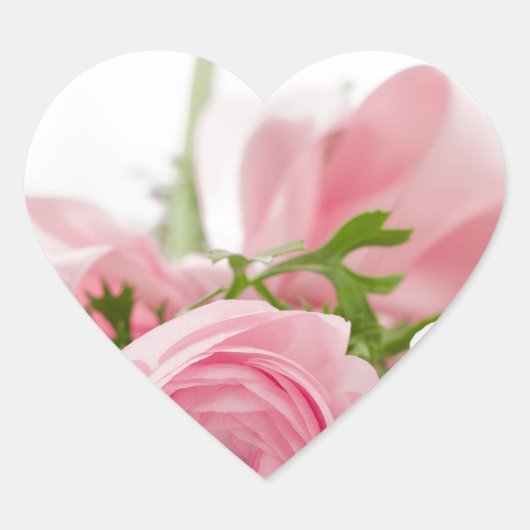 Romantic Wedding Love Soft Pink Flower Bouquet Hart Sticker (Voorkant)