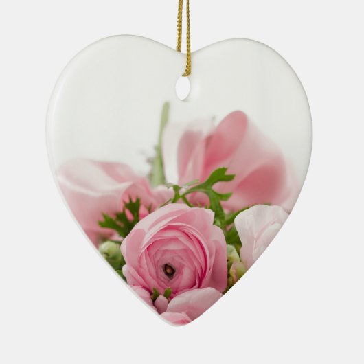 Romantic Wedding Love Soft Pink Flower Bouquet Keramisch Ornament (Rechts)