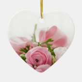 Romantic Wedding Love Soft Pink Flower Bouquet Keramisch Ornament (Voorkant)