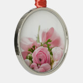 Romantic Wedding Love Soft Pink Flower Bouquet Metalen Ornament (Rechts)
