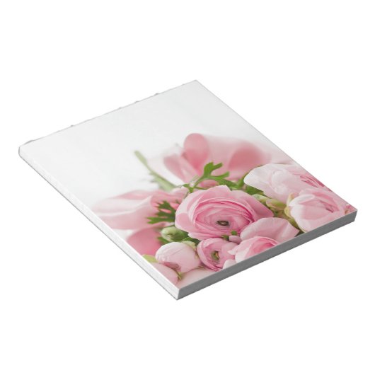 Romantic Wedding Love Soft Pink Flower Bouquet Notitieblok (Schuin)