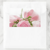 Romantic Wedding Love Soft Pink Flower Bouquet Rechthoekige Sticker (Tas)