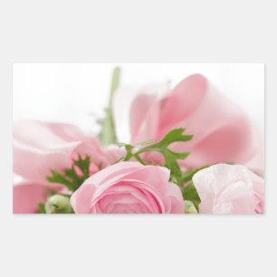 Romantic Wedding Love Soft Pink Flower Bouquet Rechthoekige Sticker