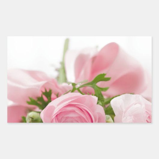 Romantic Wedding Love Soft Pink Flower Bouquet Rechthoekige Sticker (Voorkant)