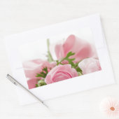Romantic Wedding Love Soft Pink Flower Bouquet Rechthoekige Sticker (Envelop)