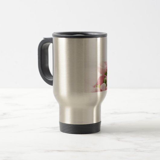 Romantic Wedding Love Soft Pink Flower Bouquet Reisbeker (Voorkant links)