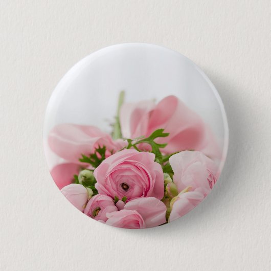 Romantic Wedding Love Soft Pink Flower Bouquet Ronde Button 5,7 Cm (Voorkant)