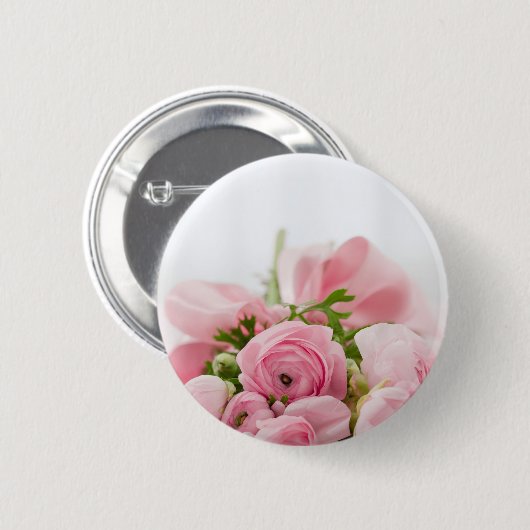 Romantic Wedding Love Soft Pink Flower Bouquet Ronde Button 5,7 Cm (Voorkant /achterkant)