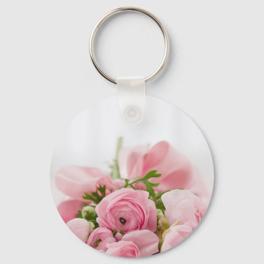 Romantic Wedding Love Soft Pink Flower Bouquet Sleutelhanger (Voorkant)