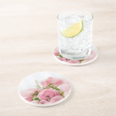 Romantic Wedding Love Soft Pink Flower Bouquet Zandsteen Onderzetter (Zijkant)